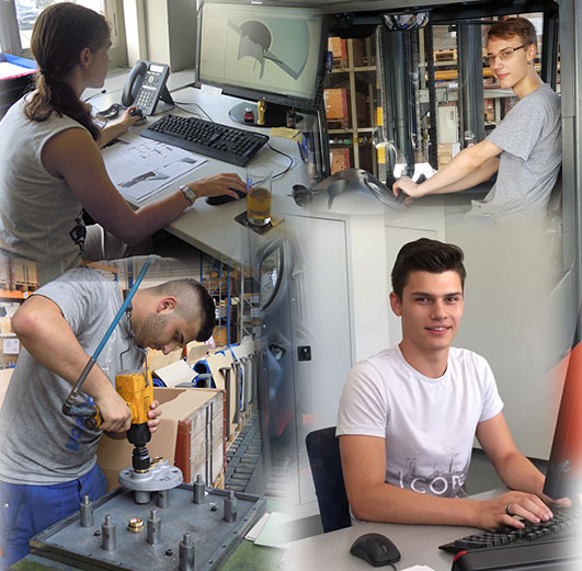 Trial apprentices for the following professions: Business person EFZ, designer EFZ, polymechanic EFZ, production mechanic EFZ, logistician EFZ, electronics engineer EFZ